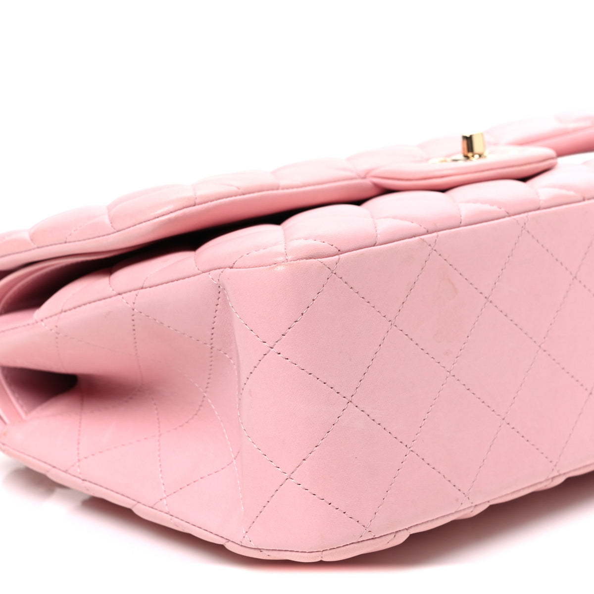 Lambskin Quilted Jumbo Double Flap Light Pink