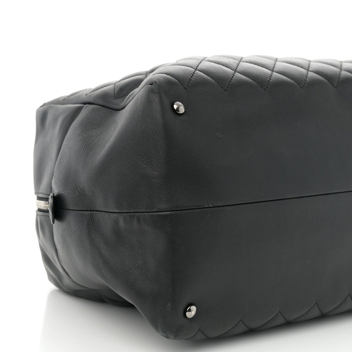 Chanel Calfskin Quilted Feather Weight Bowling Bag Black 9 of 11