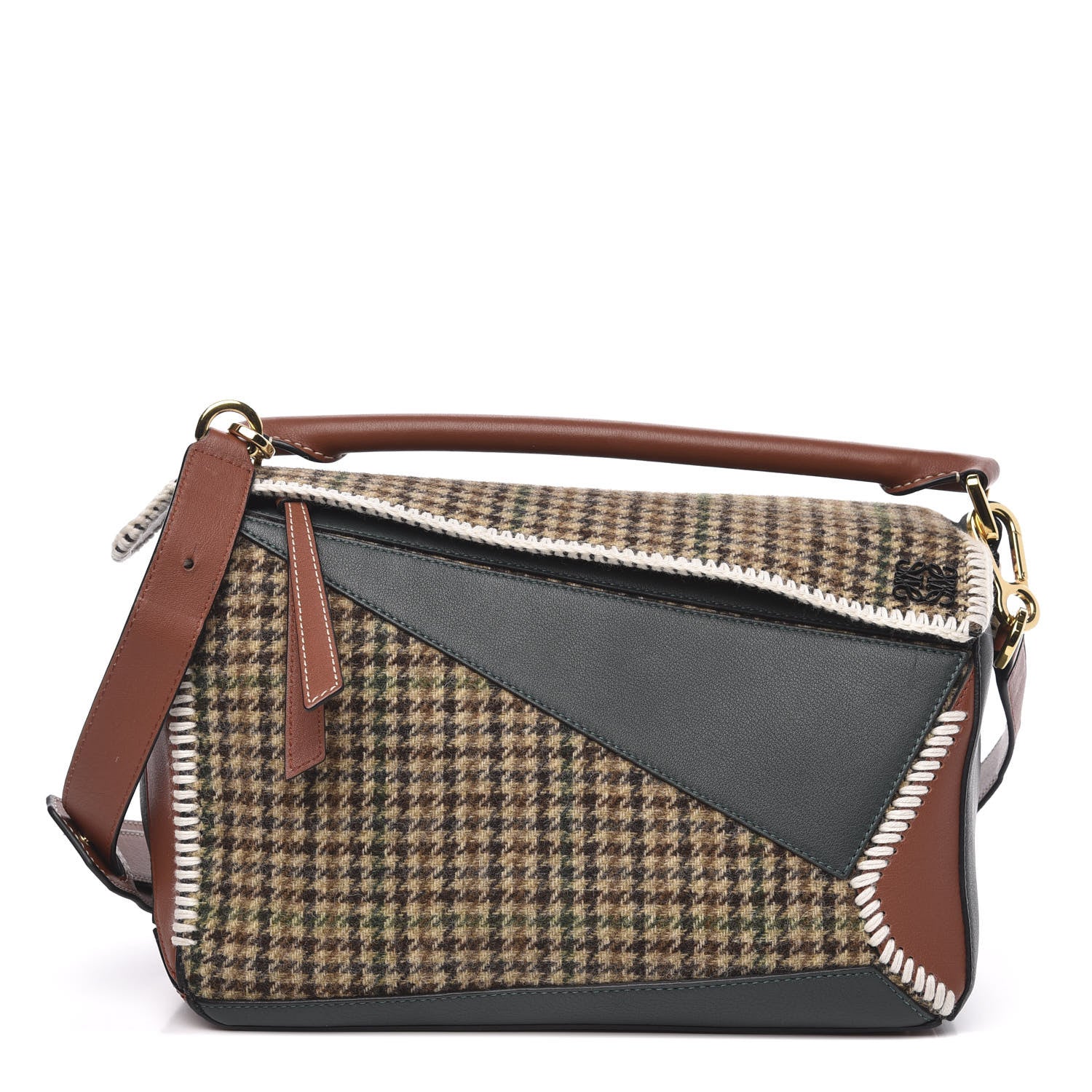 Loewe Tweed Calfskin Medium Puzzle Bag Emerald 1 of 11