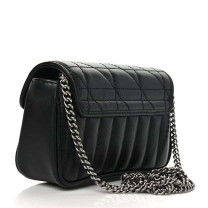 Gucci Calfskin Matelasse Aria Super Mini GG Marmont Shoulder Bag Black 3 of 9