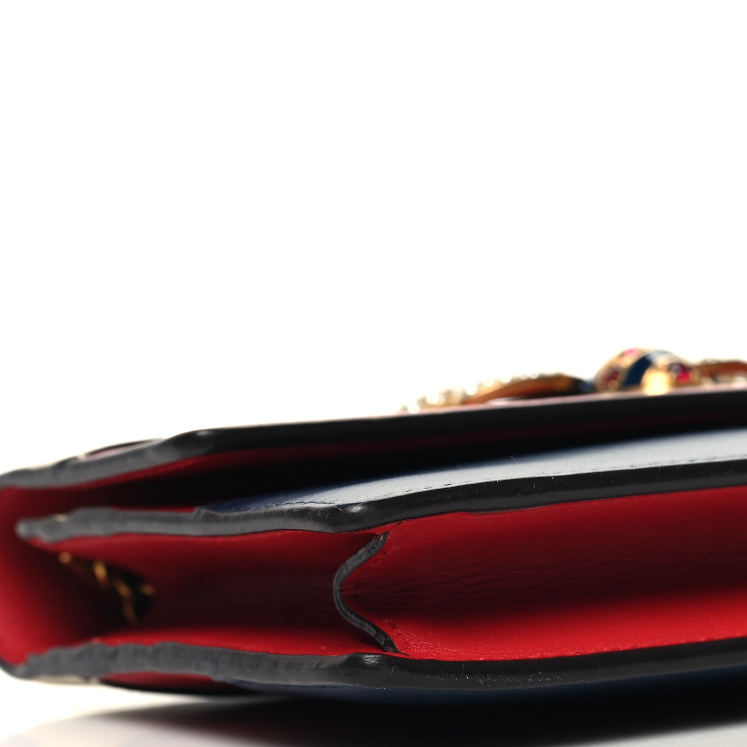 Gucci Calfskin Queen Margaret Chain Wallet Blue Agata Hibiscus Red Mystic White 9 of 11