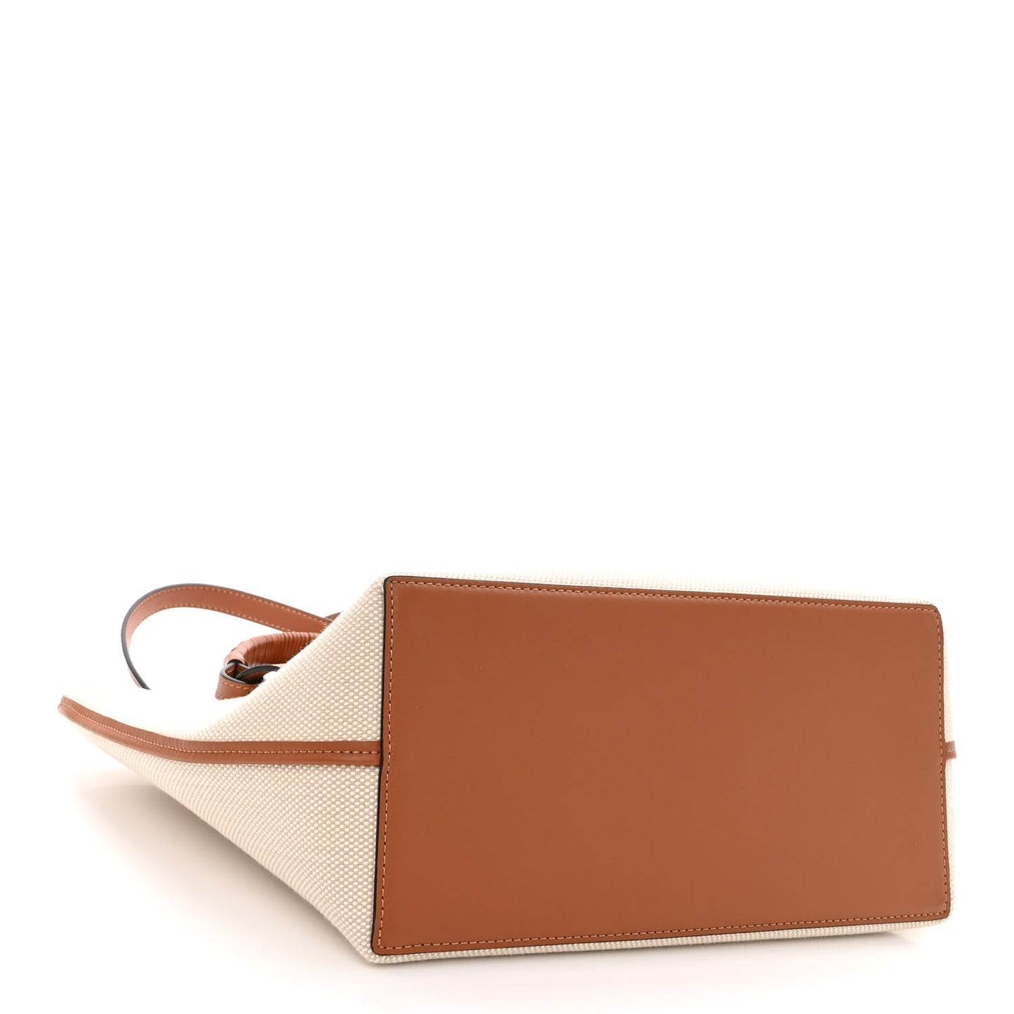 Canvas Calfskin Small Anagram Tote Ecru Tan