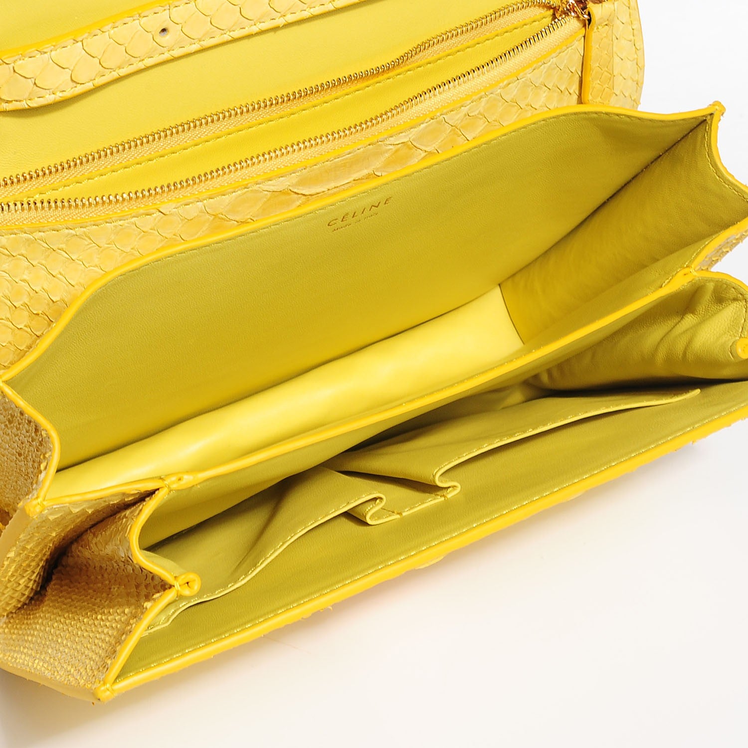 Celine Python Medium Classic Box Yellow 5 of 7