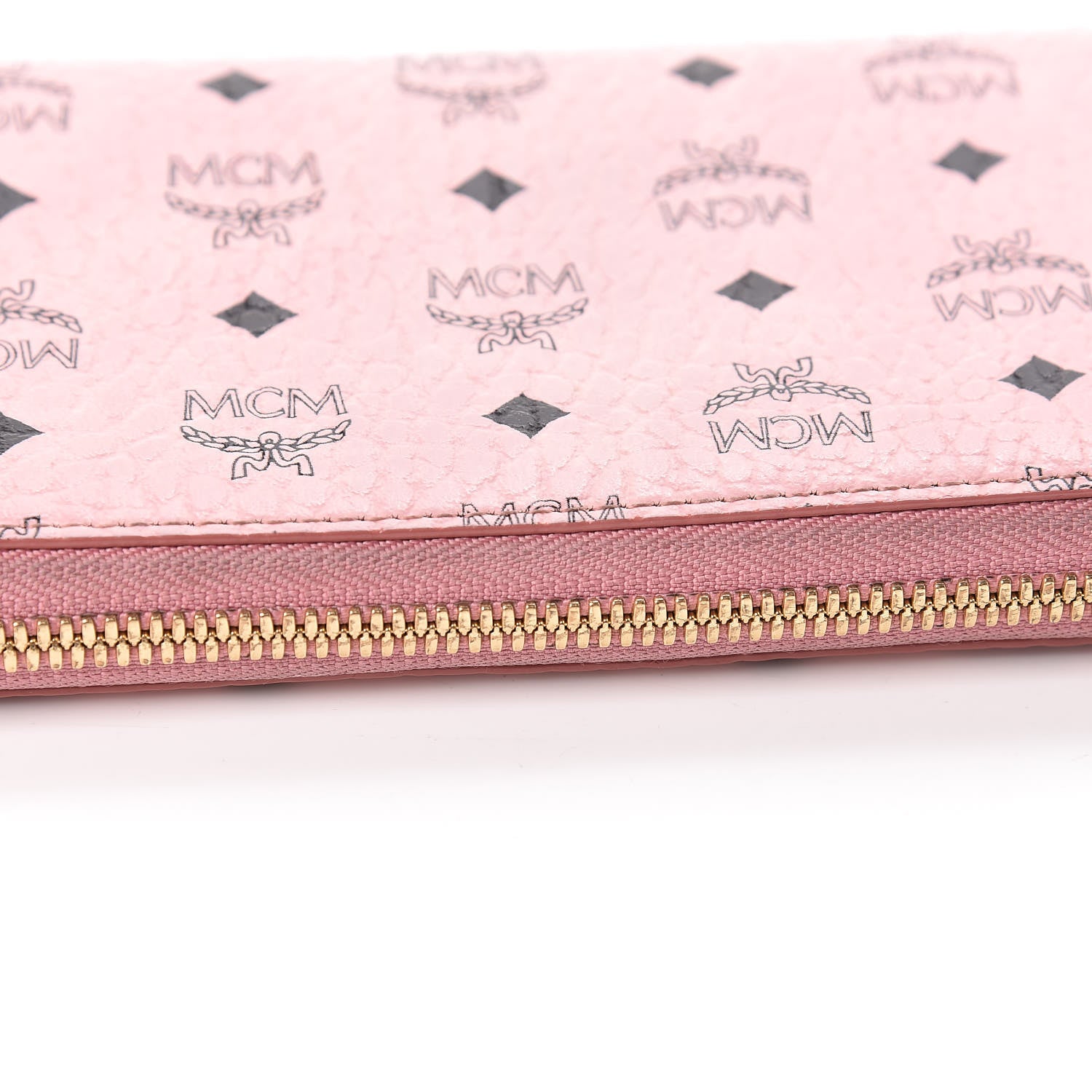 MCM Visetos Large Zip Around Wallet Pink 13 of 15