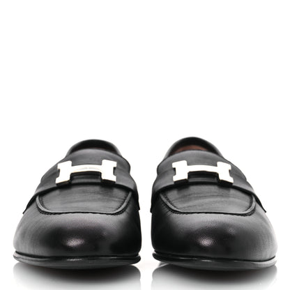 Hermes Goatskin Womens Paris Loafers 37 Black 3 of 12