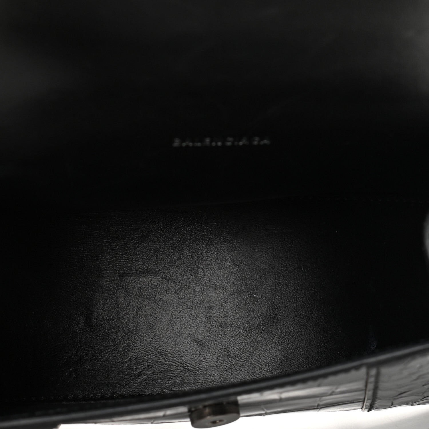 Balenciaga Shiny Calfskin Monochrome Crocodile Embossed Hourglass Top Handle Bag XS Black 5 of 9