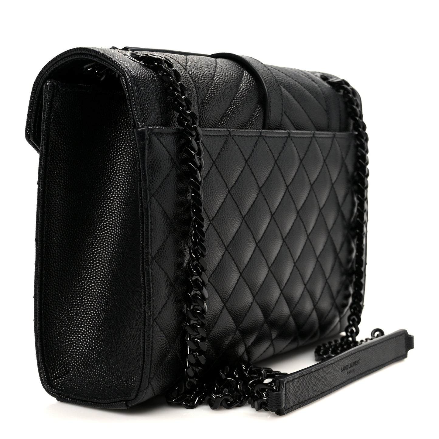 Grain De Poudre Textured Mixed Matelasse Triquilt Medium Monogram Monochrome Satchel Black