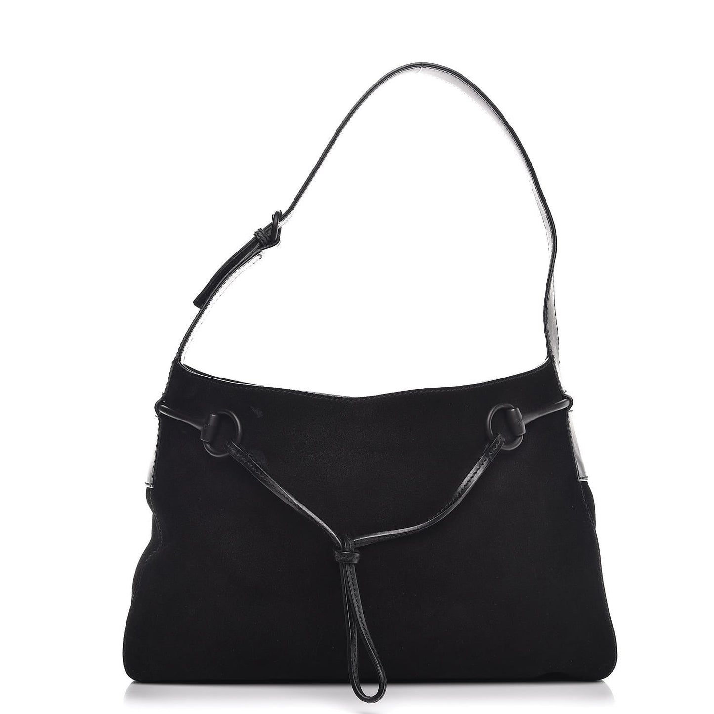Suede Drawstring Hobo Black