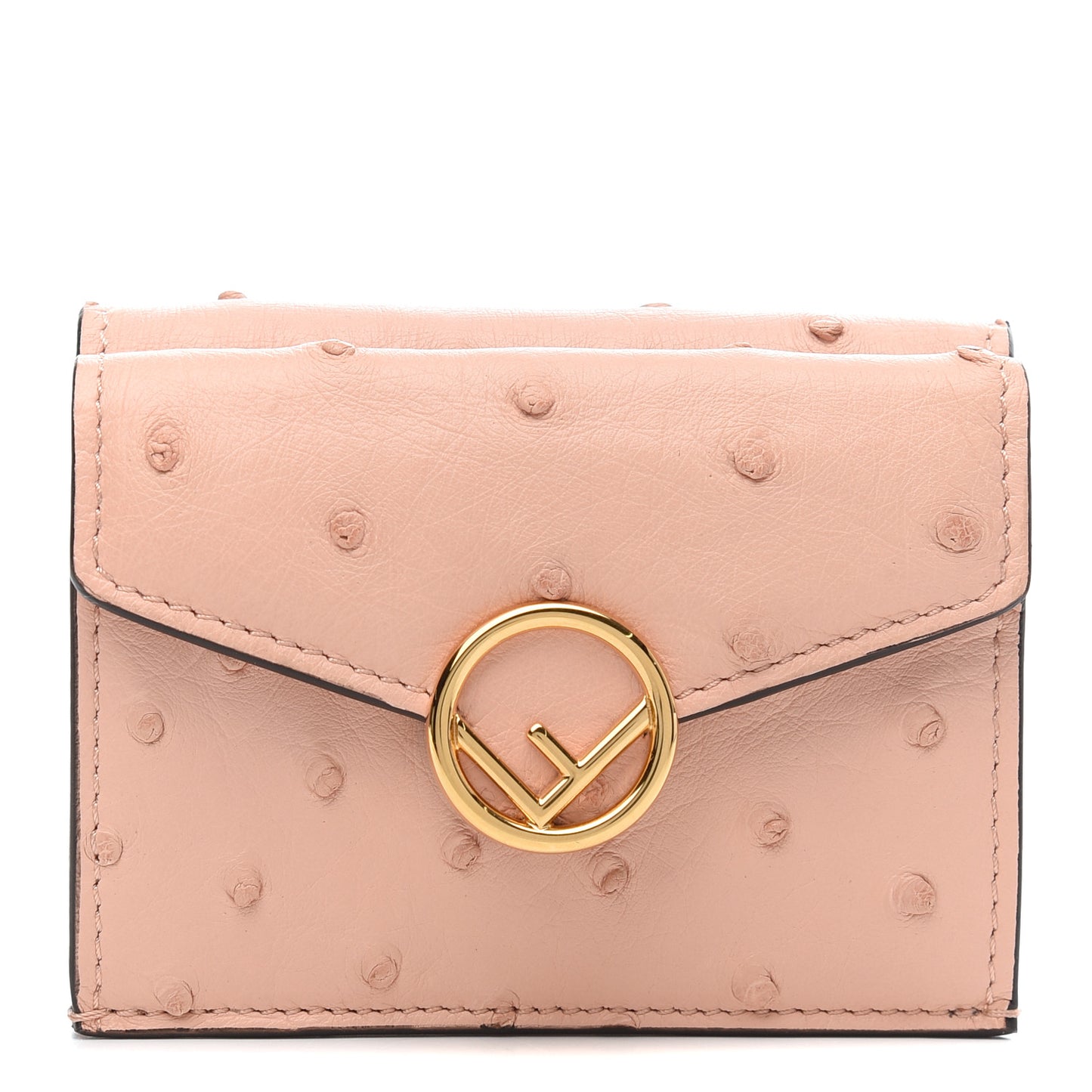 Ostrich Vitello Century Lucido F is Fendi Micro Tri-Fold Envelope Wallet Confetto