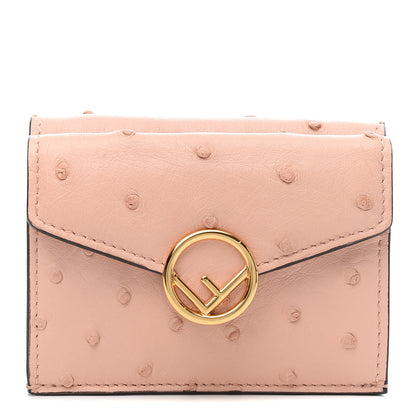 Fendi Ostrich Vitello Century Lucido F is Fendi Micro Tri-Fold Envelope Wallet Confetto 1 of 8