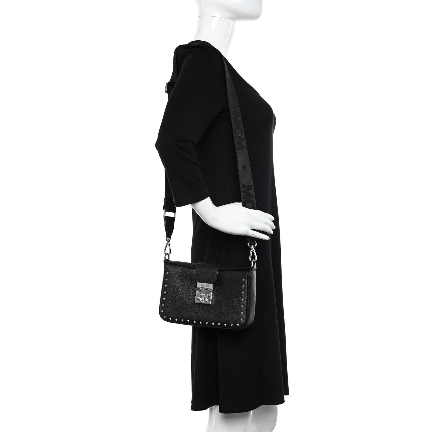 Grained Calfskin Small Kaison Park Avenue Stud Crossbody Bag Black