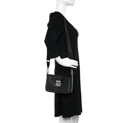 MCM Grained Calfskin Small Kaison Park Avenue Stud Crossbody Bag Black 2 of 12