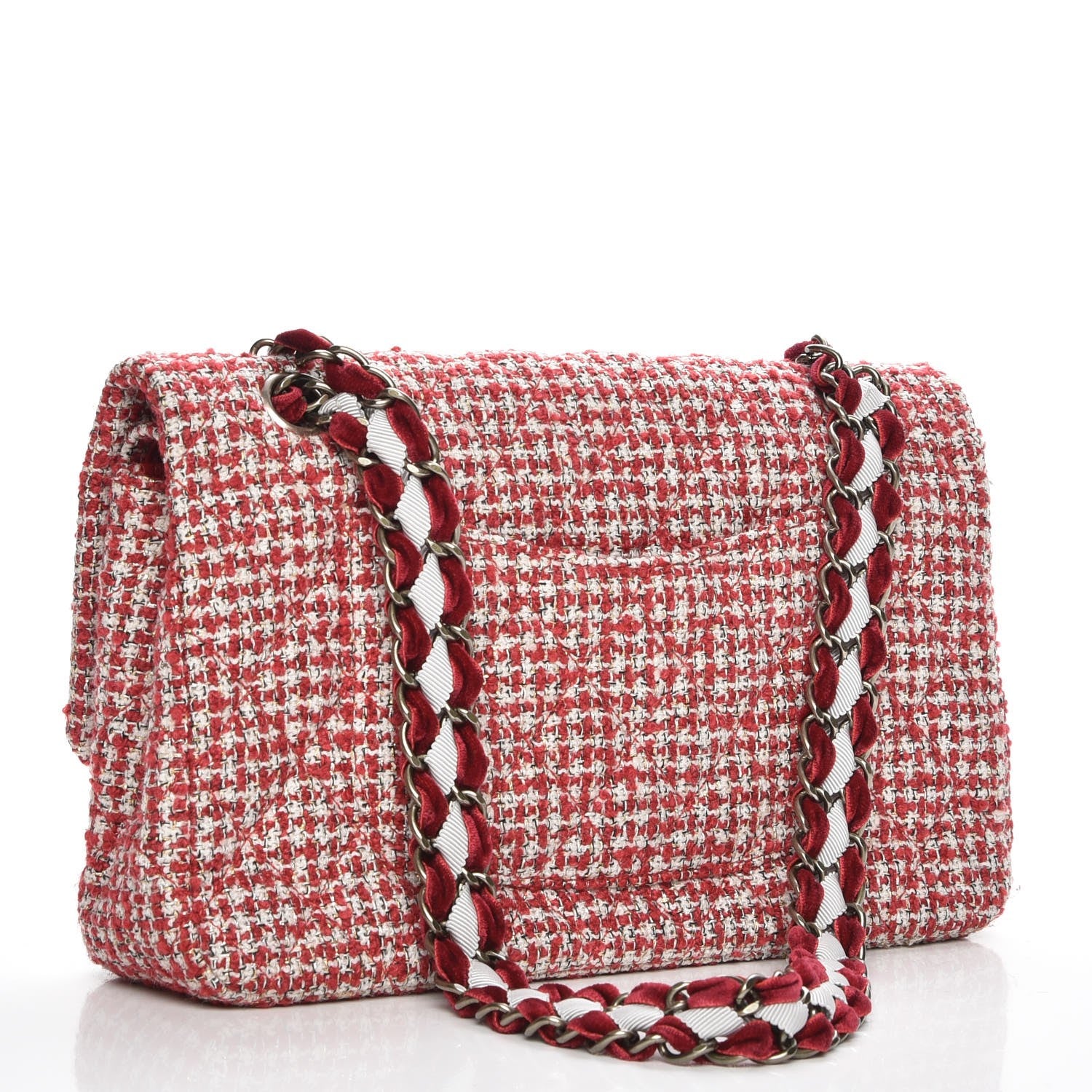 Chanel Tweed Quilted Medium Double Flap Red 3 of 7