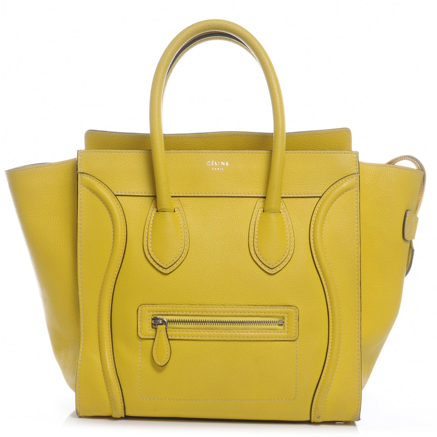 Drummed Calfskin Mini Luggage Citron