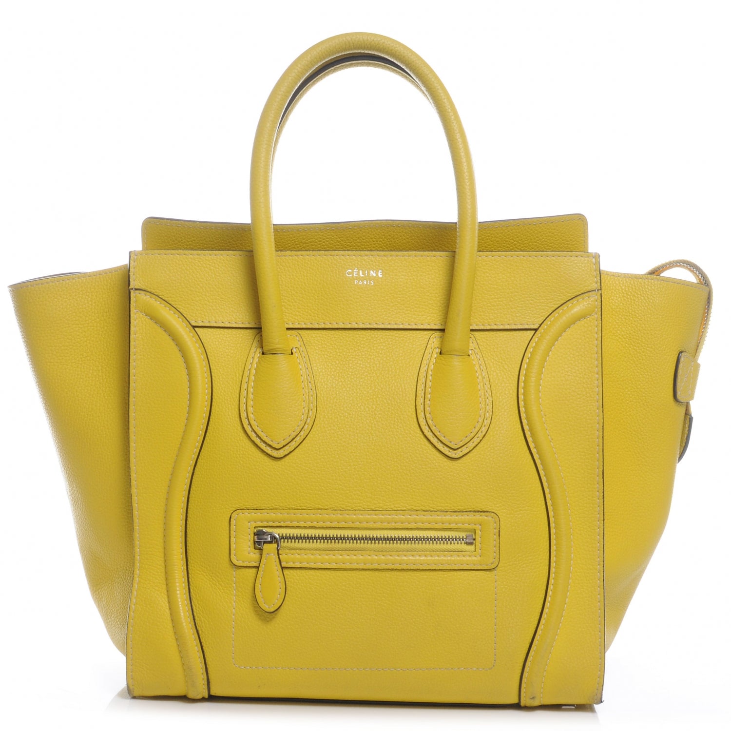 Celine Drummed Calfskin Mini Luggage Citron 1 of 10