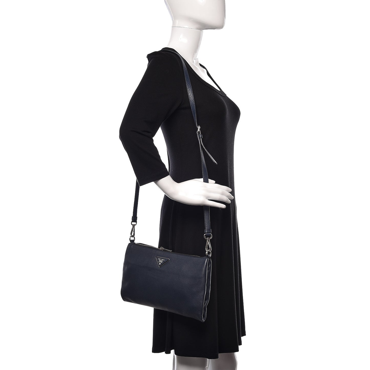 Vitello Daino Zippered Crossbody Bag Baltico