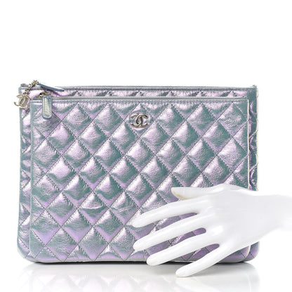 Chanel Iridescent Crumpled Lambskin Double Cosmetic Case Light Blue 3 of 15