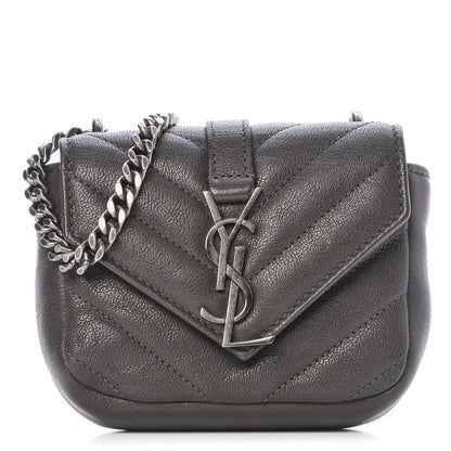 Saint Laurent Sheepskin Matelasse Chevron Monogram Mini College Bag Dark Anthracite 1 of 7