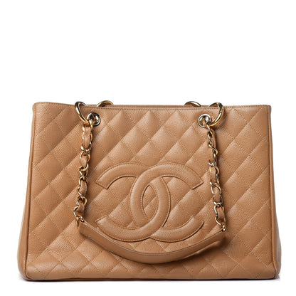 Chanel Caviar Quilted Grand Shopping Tote GST Dark Beige 1 of 5