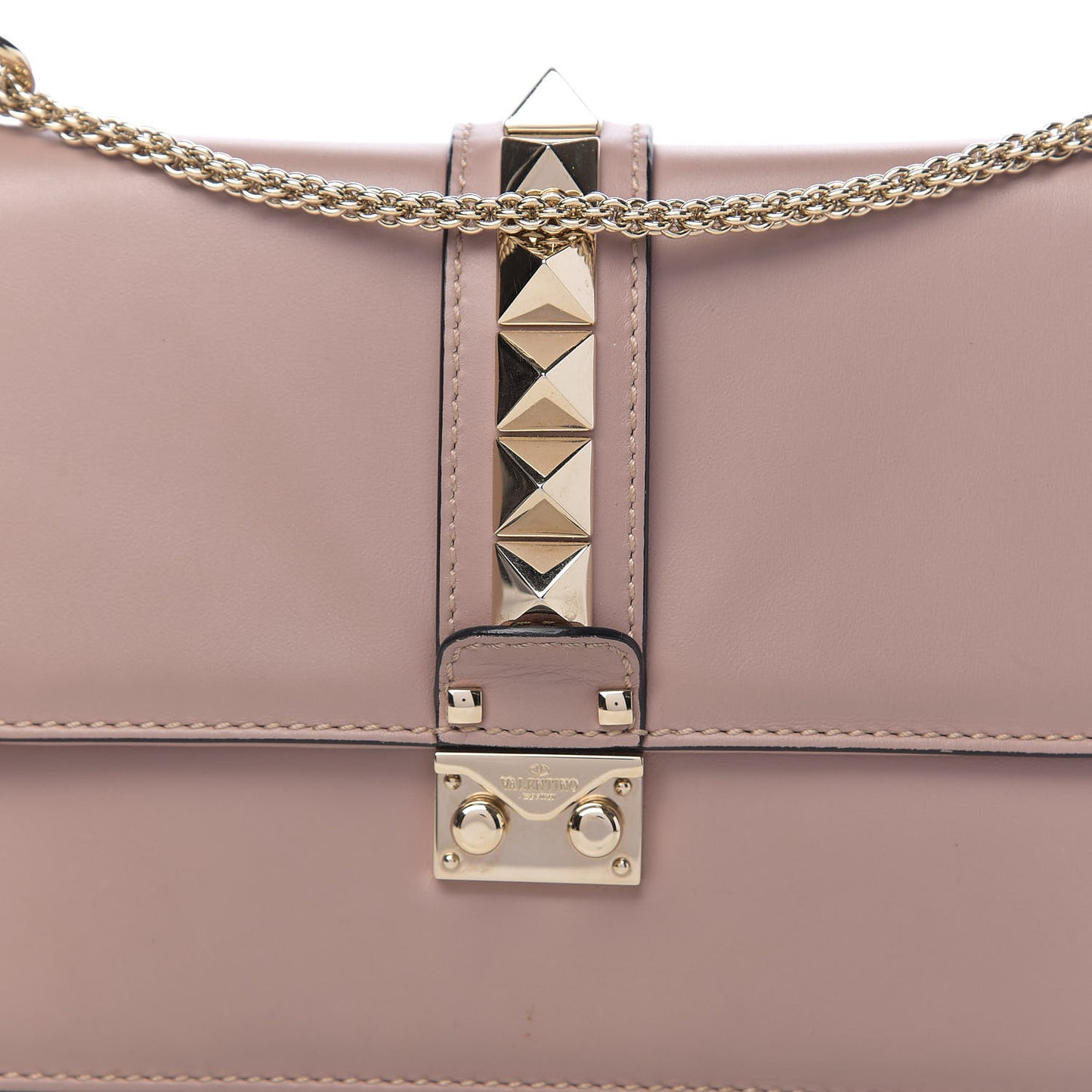 Vitello Medium Glam Lock Rockstud Flap Poudre