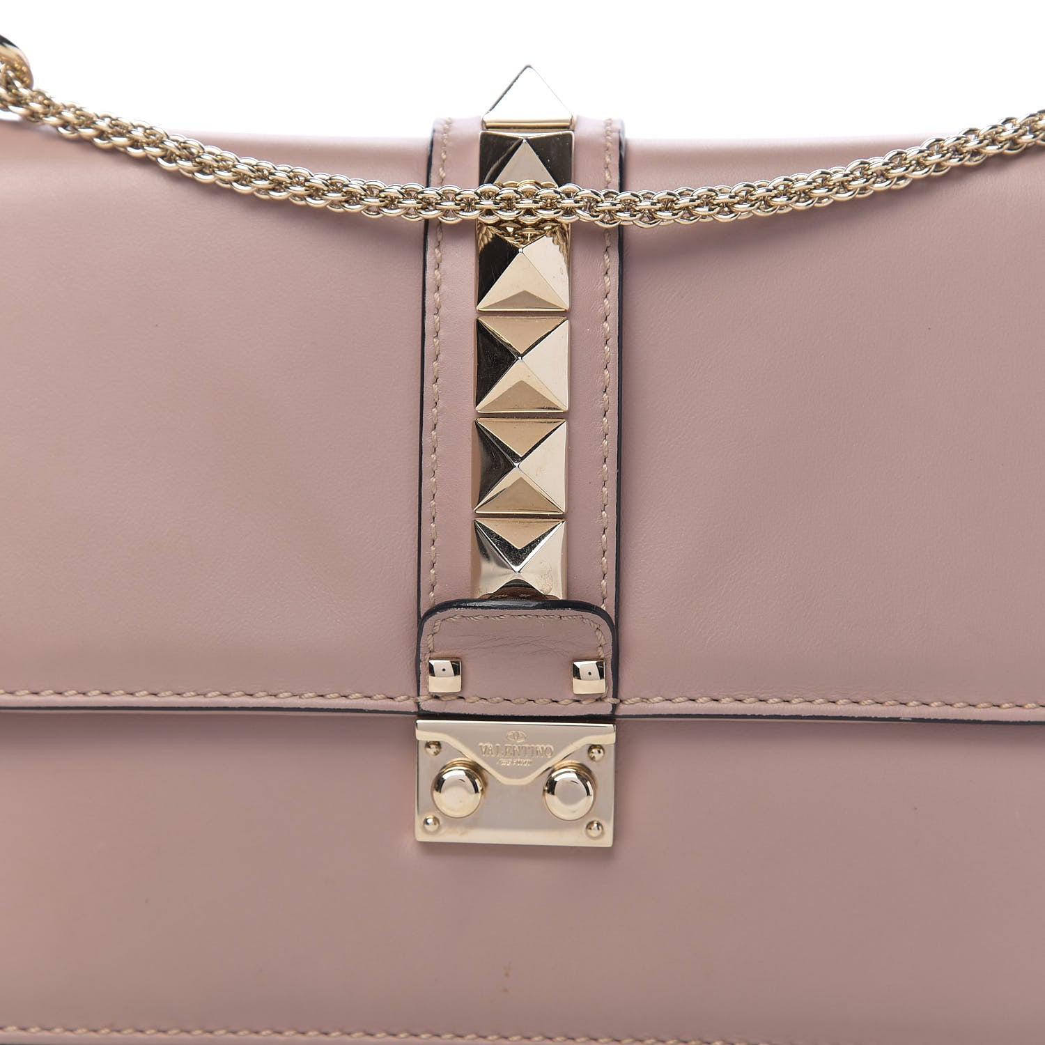 Valentino Garavani Vitello Medium Glam Lock Rockstud Flap Poudre 9 of 9