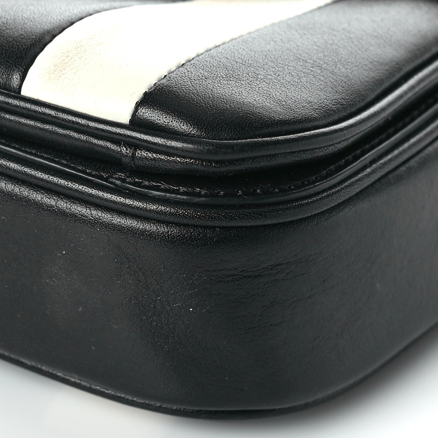 Shiny Calfskin Stripes Small C Bag Black