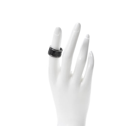 Gucci Black Synthetic Corundum 18K White Gold 12mm Icon Band Ring 53 6.25 2 of 5