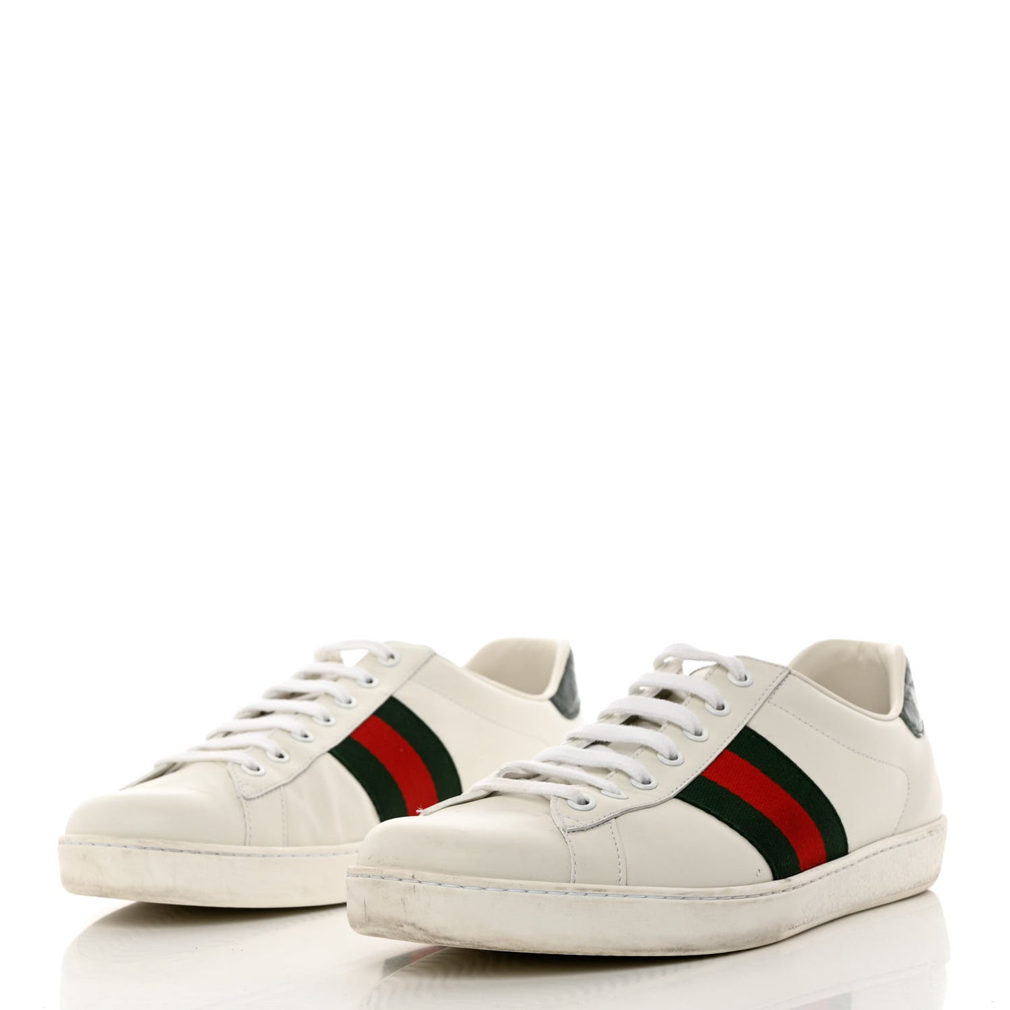 Calfskin Crocodile Web Mens Ace Sneakers 9.5 White Green