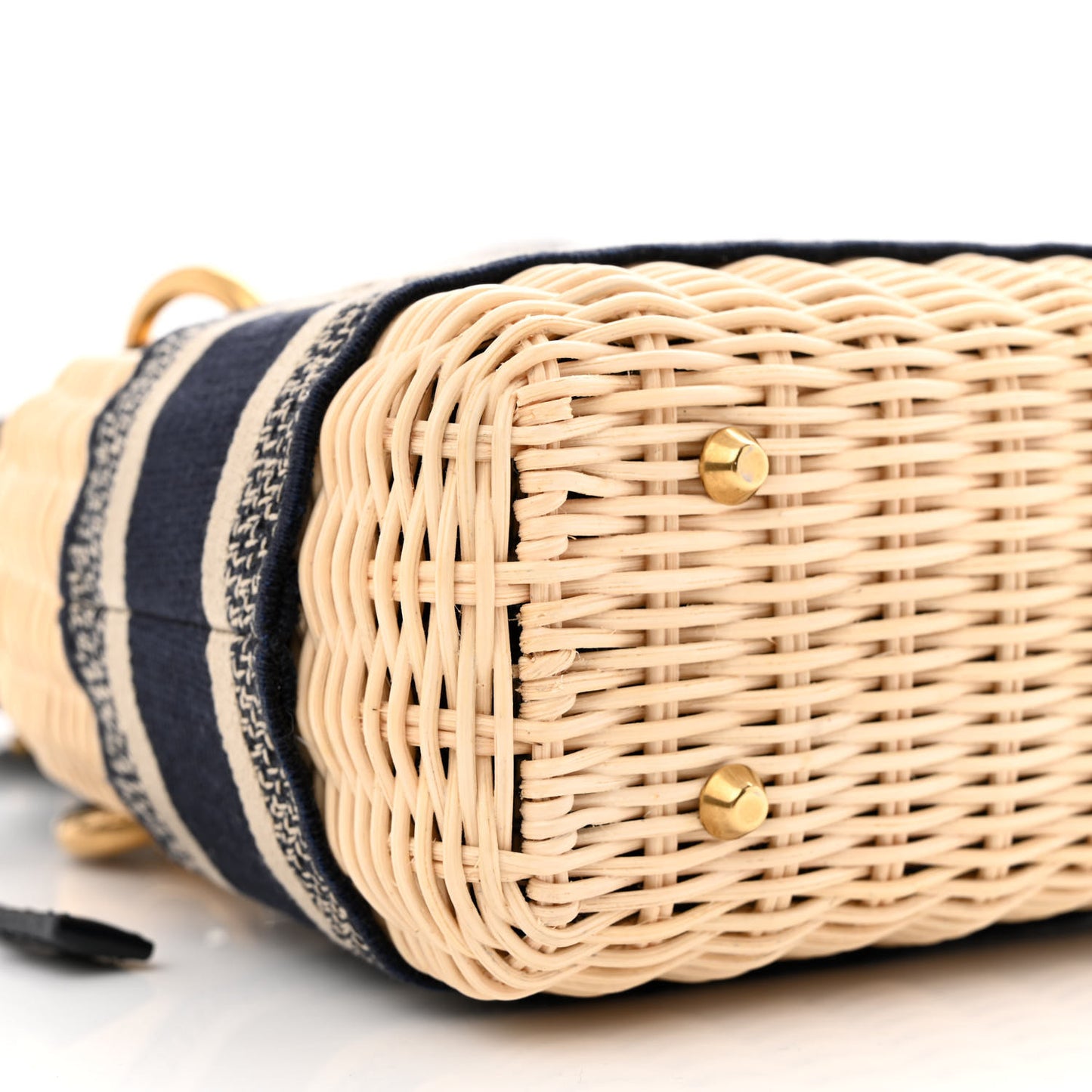 Wicker Oblique Mini Lady Dior Bag Blue