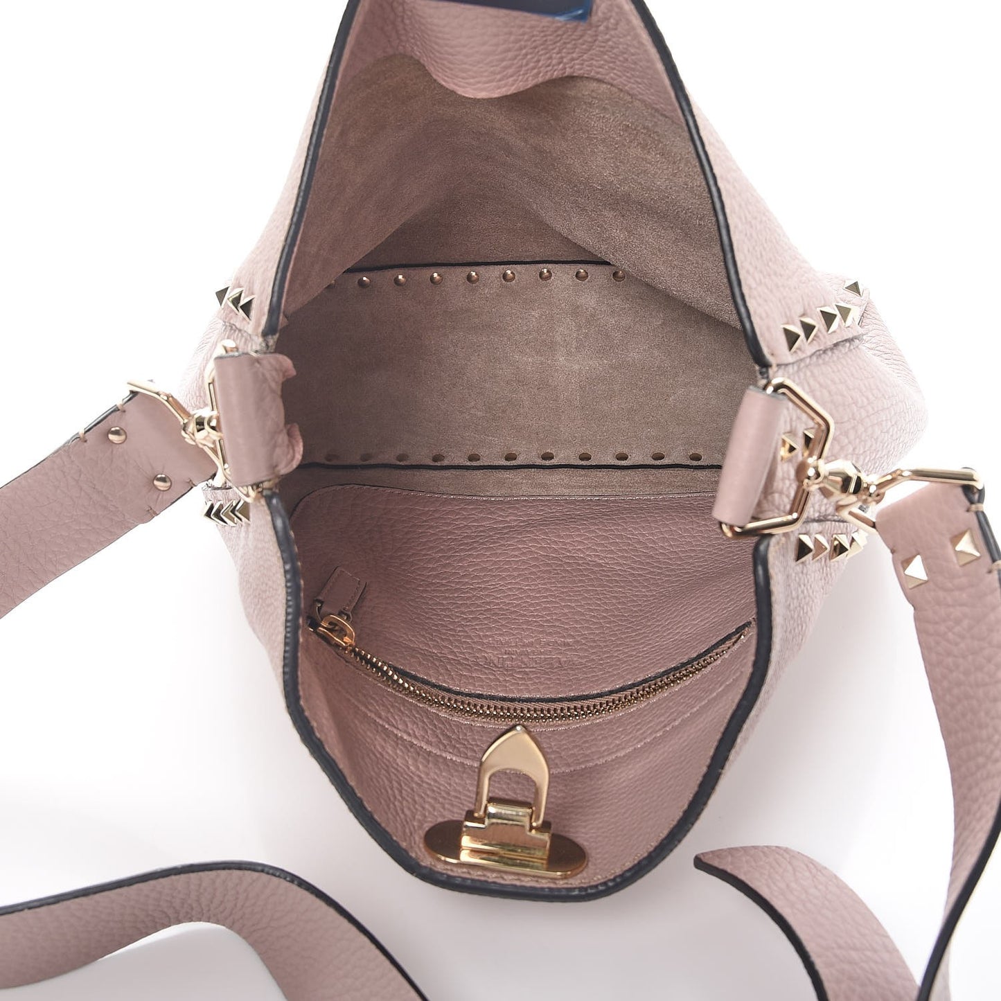 Pebbled Calfskin Small Rockstud Flip-Lock Messenger Bag Poudre