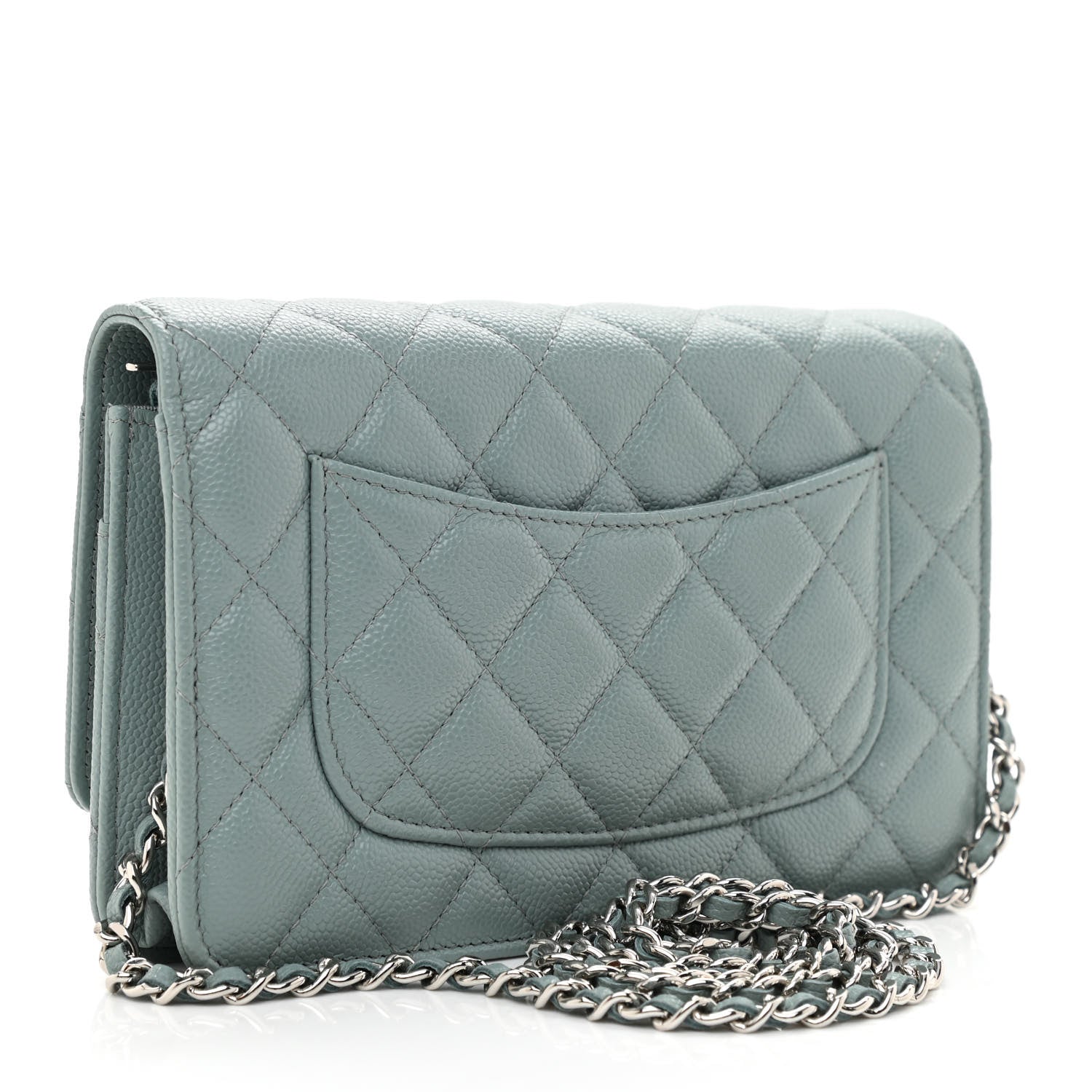 Chanel Caviar Quilted Wallet On Chain WOC Light Blue 3 of 12