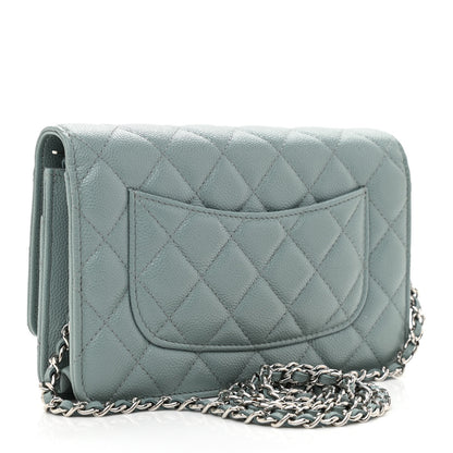 Chanel Caviar Quilted Wallet On Chain WOC Light Blue 3 of 12