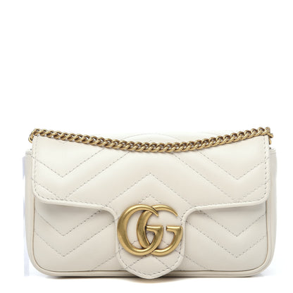 Gucci Calfskin Matelasse Super Mini GG Marmont Shoulder Bag White 1 of 11