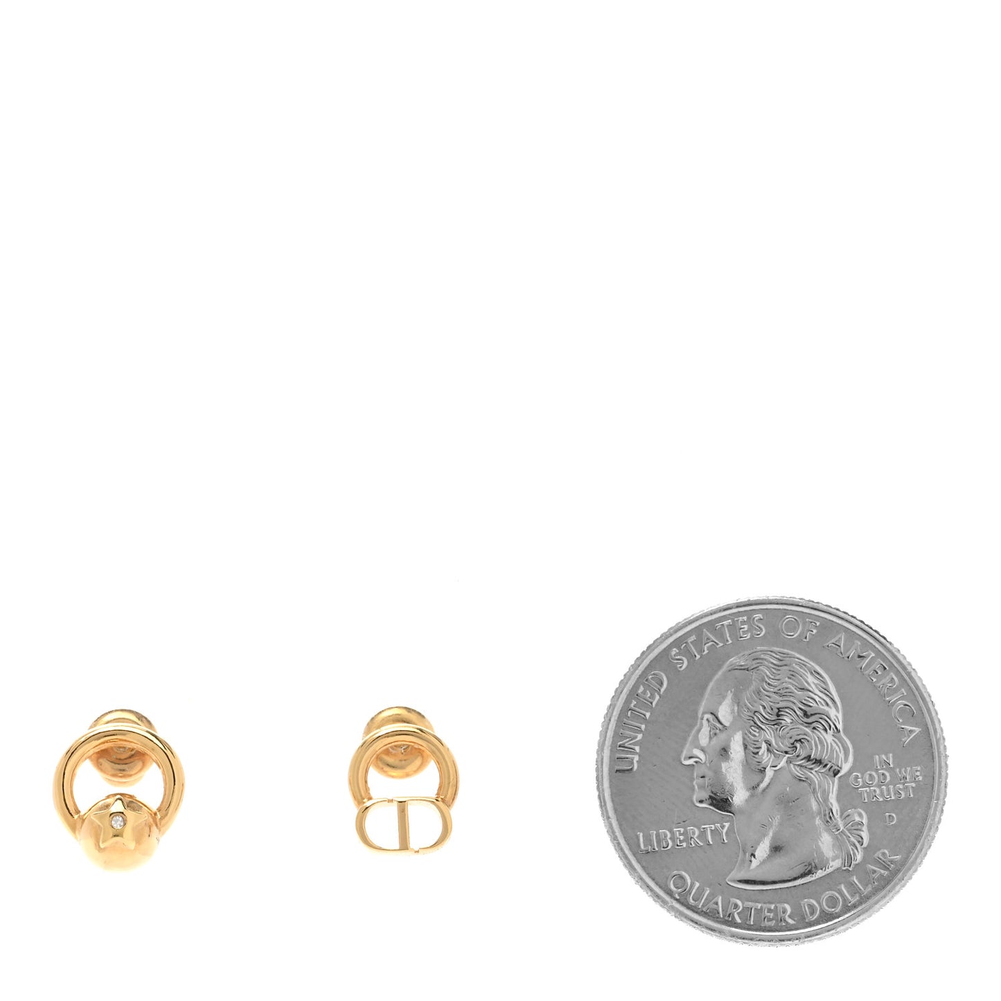 Metal CD Stud Earrings Gold