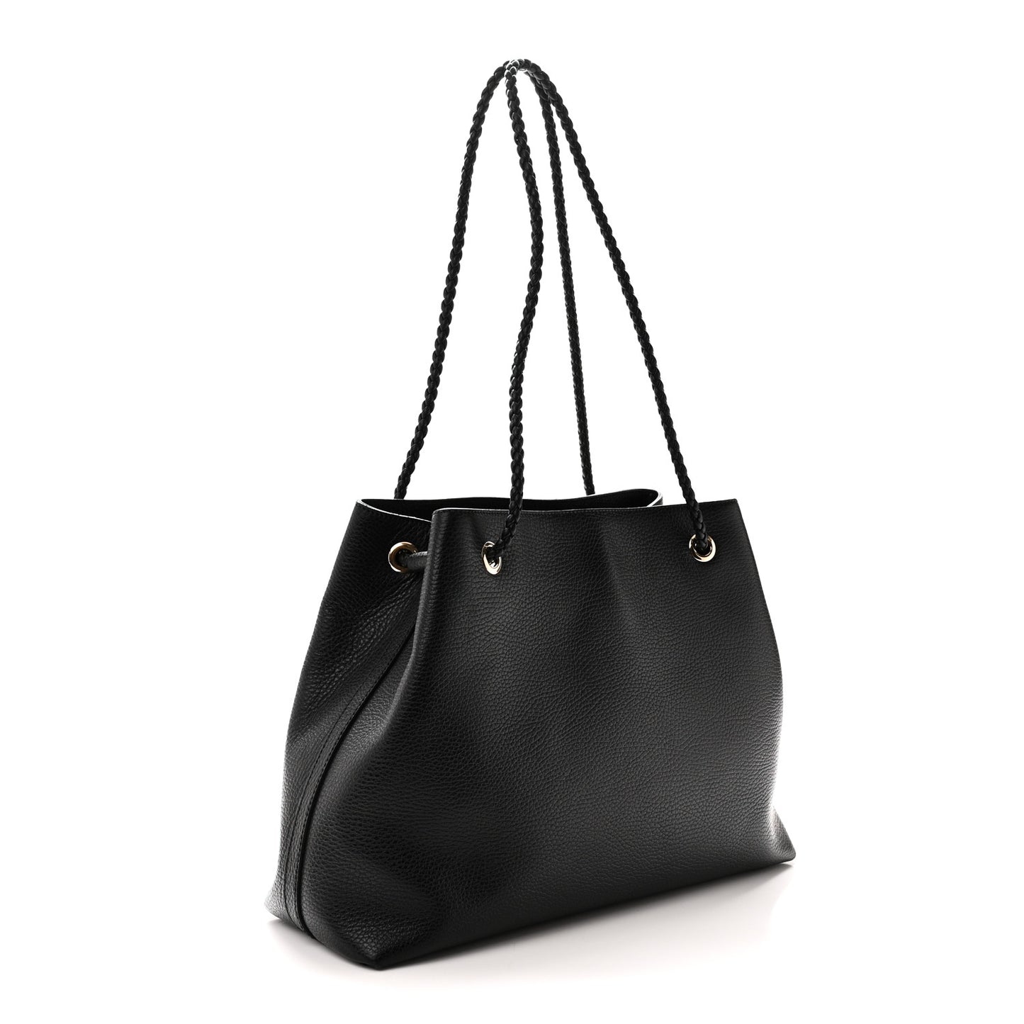 Calfskin Medium Braided Handle Gifford Tote Black