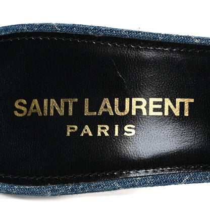 Saint Laurent Denim Monogram La 16 Mule Sandals 38 Blue Jeans 9 of 11