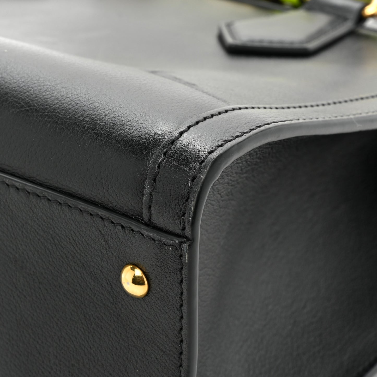 Calfskin Small Diana Tote Bag Black Yellow Fluo