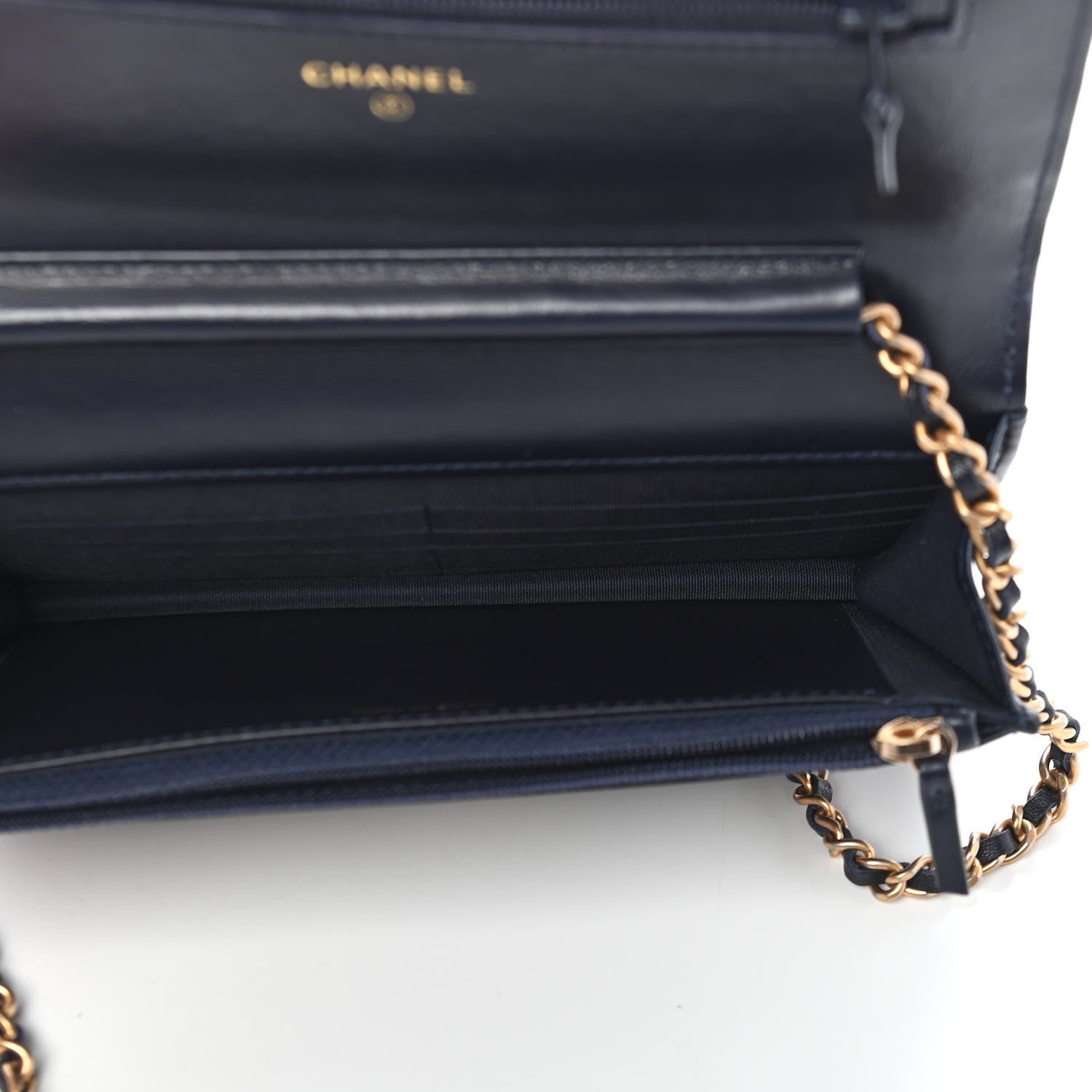 Chanel Lambskin Quilted Chain Around Wallet On Chain WOC Navy Blue 5 of 13