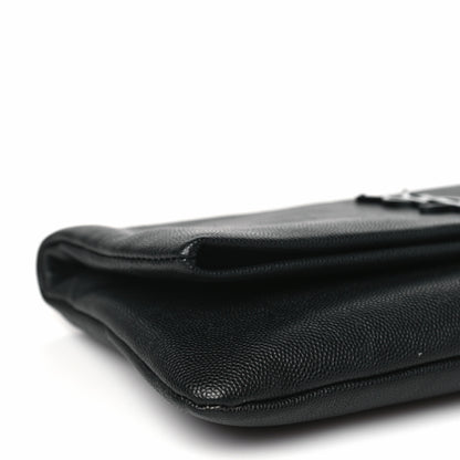 Saint Laurent Grain De Poudre West Hollywood Monogram Fold Over Clutch Black 8 of 9