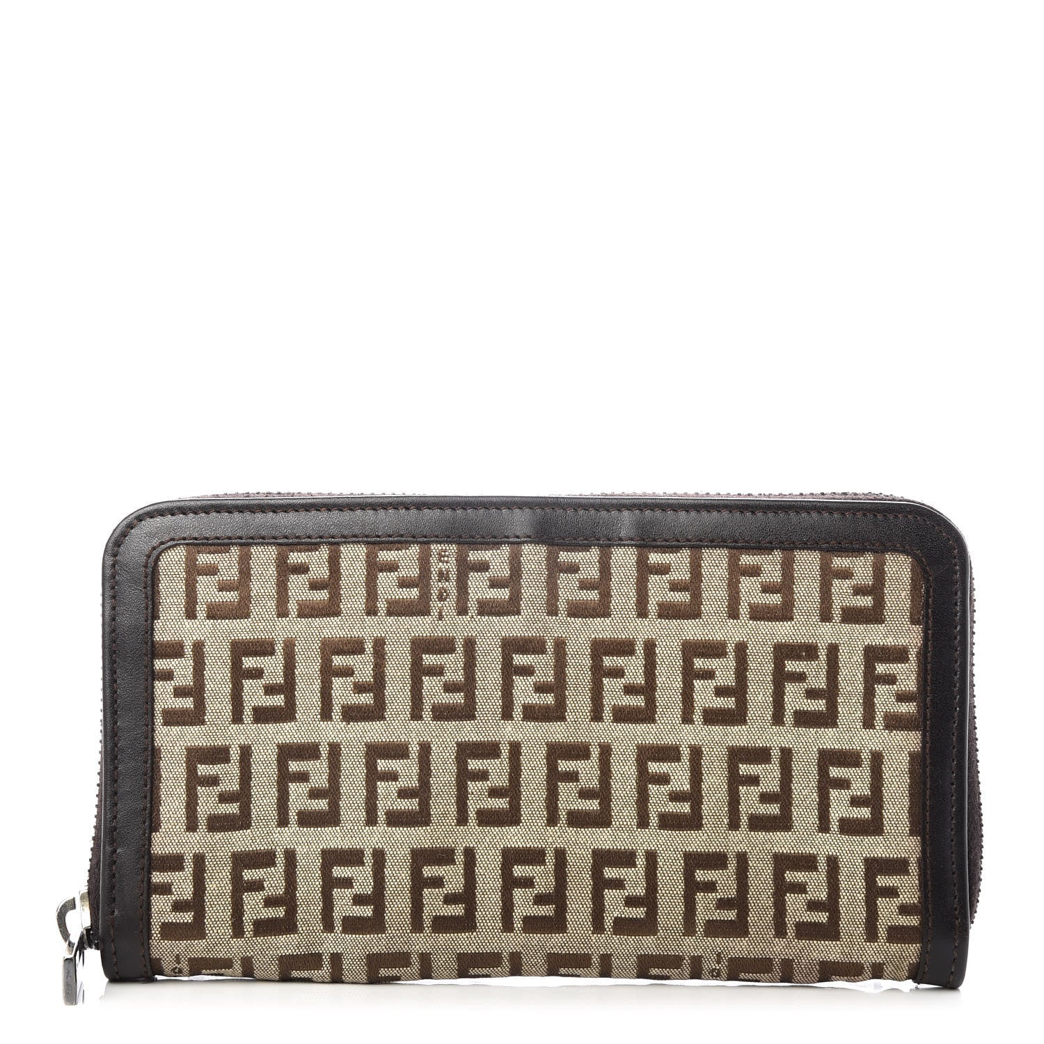 Fendi Zucchino Zip Around Wallet Dark Brown 1 of 8