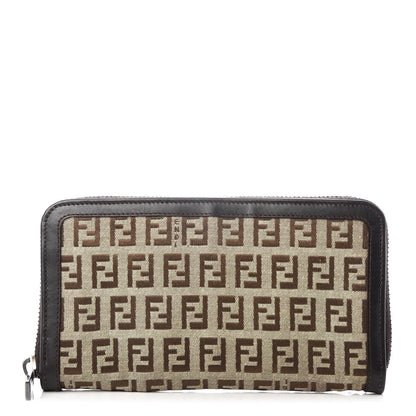 Fendi Zucchino Zip Around Wallet Dark Brown 1 of 8