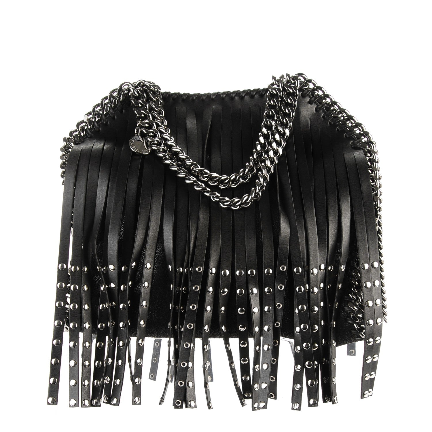 Stella McCartney Faux Leather Mini Falabella Studded Fringe Tote Black 1 of 7