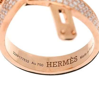 Hermes 18K Rose Gold Diamond Kelly Gavroche Ring 50 5.25 4 of 6