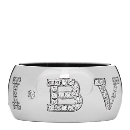 Bulgari 18K White Gold Diamond Monologo Band Ring 55 7.25 1 of 4