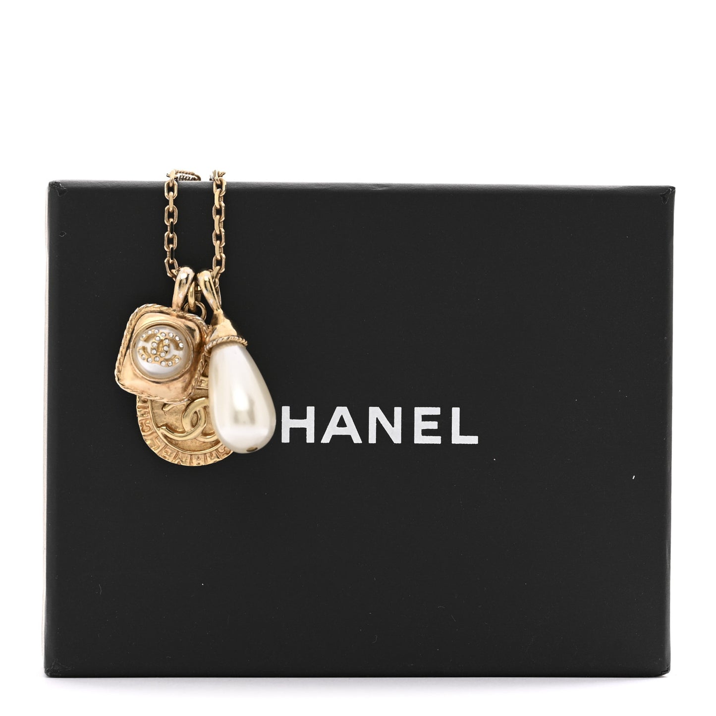 Crystal Pearl Necklace Gold