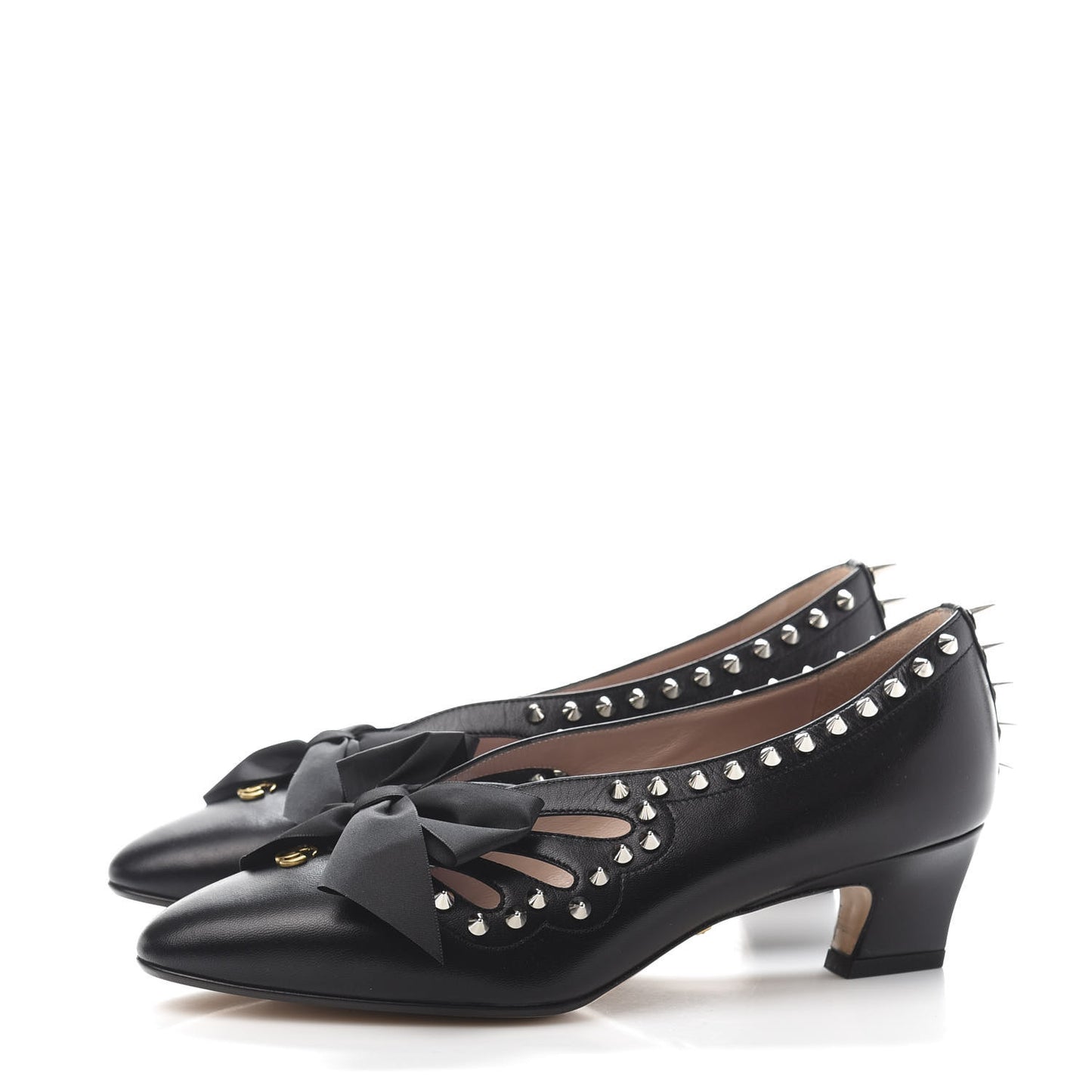 Malaga Kid Bow Spike Berith Low Heel Pumps 37.5 Black