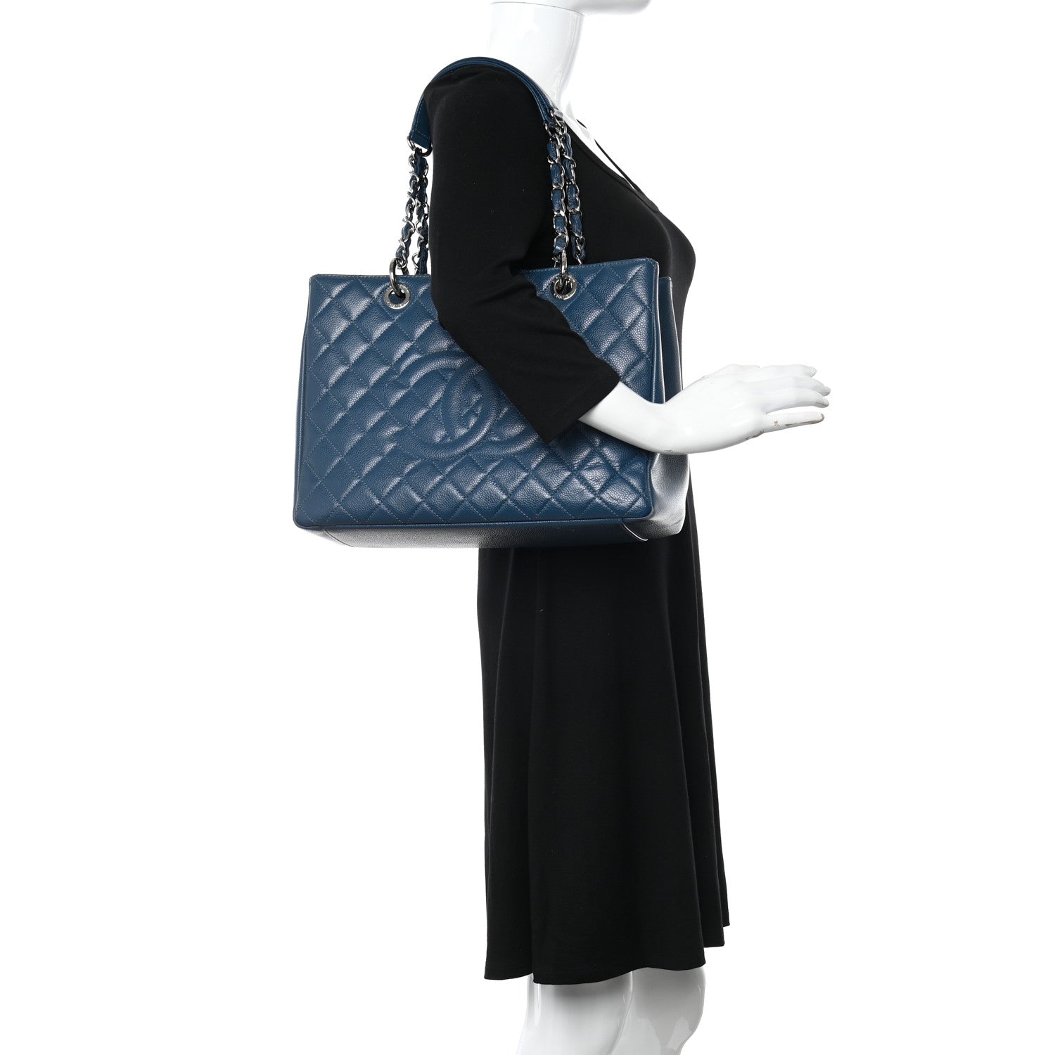 Chanel Caviar Quilted Grand Shopping Tote GST Dark Blue 2 of 21