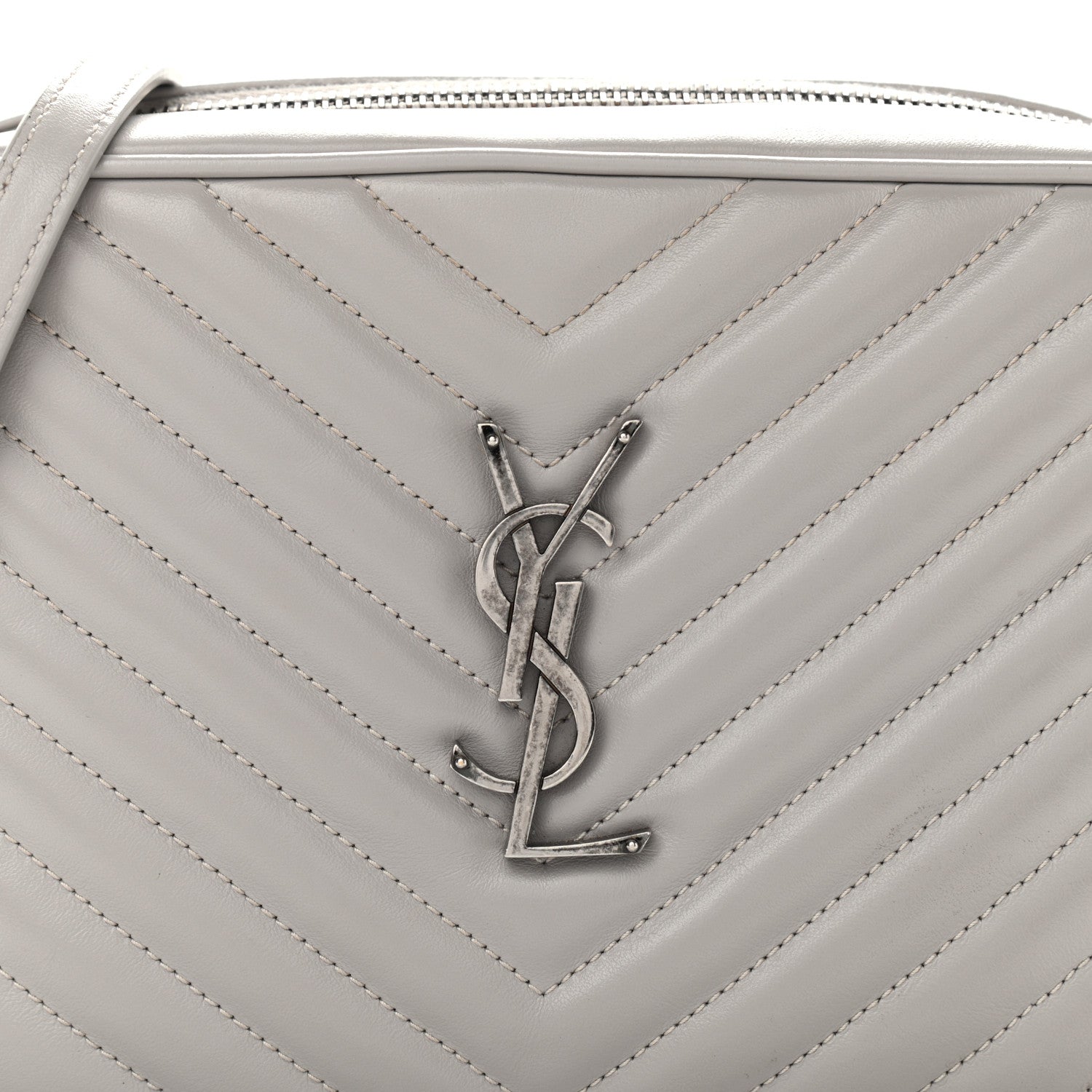 Saint Laurent Calfskin Matelasse Monogram Lou Camera Bag Granite 8 of 11