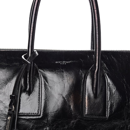 Saint Laurent Cracked Shiny Calfskin Souple 36H Sac De Jour Duffle Black 10 of 10