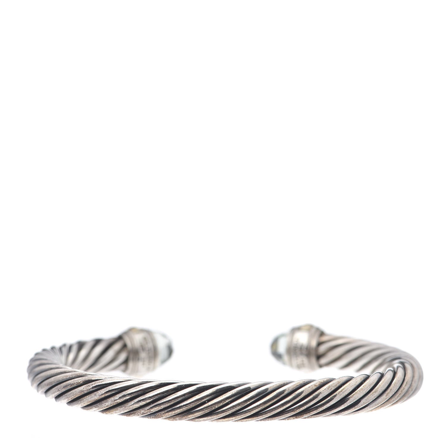 David Yurman Sterling Silver 14K Yellow Gold Prasiolite 7mm Cable Classics Bracelet 3 of 4